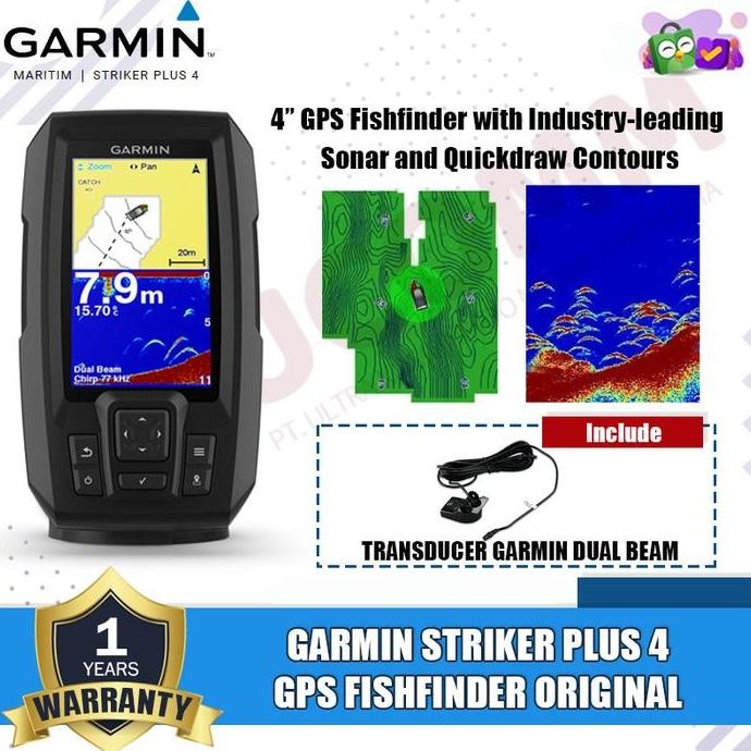 '' Garmin Striker Plus 4 With Transducer 4pin Dual Beam Garmin Striker Plus 4 Gps Dengan Sonar Ikan 
