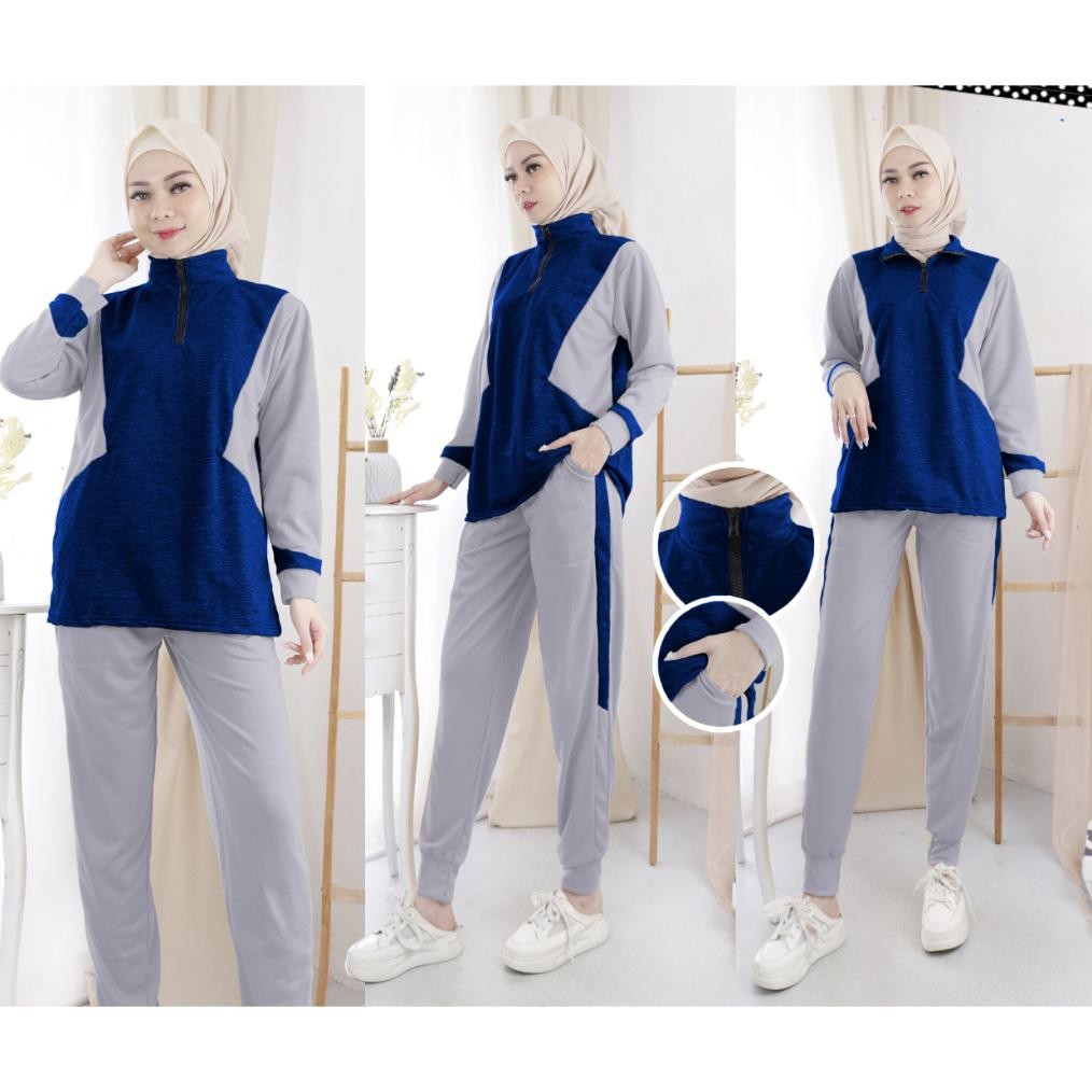 Ready Set Aurya Setelan Baju Olahraga Training Senam Wanita Lengan Panjang Model Korea