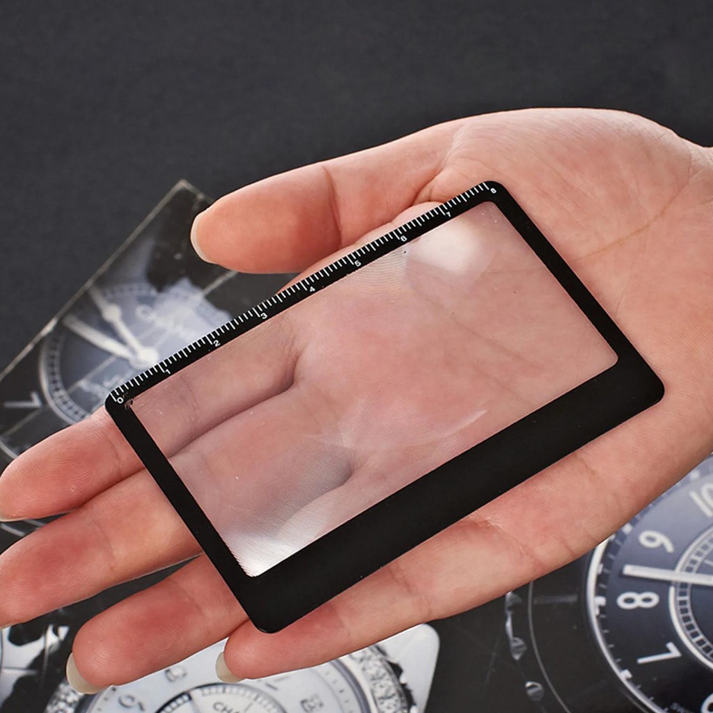 

Portable Pocket Magnifier 3X Reading Magnifying Glass With Ruler Ultra-Thin Camping Fire Starter Magnifying Glass Solar Igniter