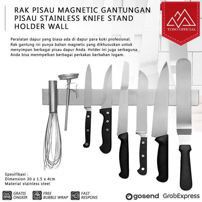 

Terlaris Rak Pisau Magnetic Gantungan Pisau Stainless Knife Stand Holder Wall