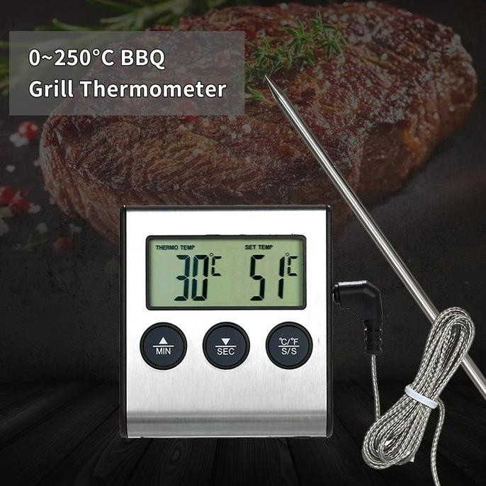 

Terlaris Thermometer Timer Digital D24 Dapur Masak Suhu Makanan Stainless Steel