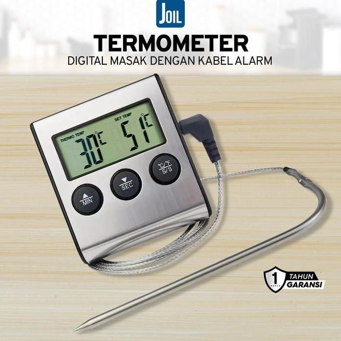 

Terlaris Joil Termometer Oven Masak Digital Resolusi 1C Waterproof Range Suhu 0C Hingga 300C Kabel 1.2 M Lengkap Dengan Timer - Kt2 Alat
