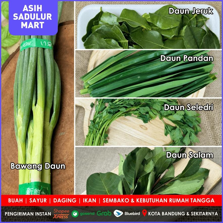 

Sempurna Daun Bawang / Seledri / Jeruk / Salam / Pandan 50G & 100G Bumbu Dapur Promo Bandung | Asih Sadulur Mart