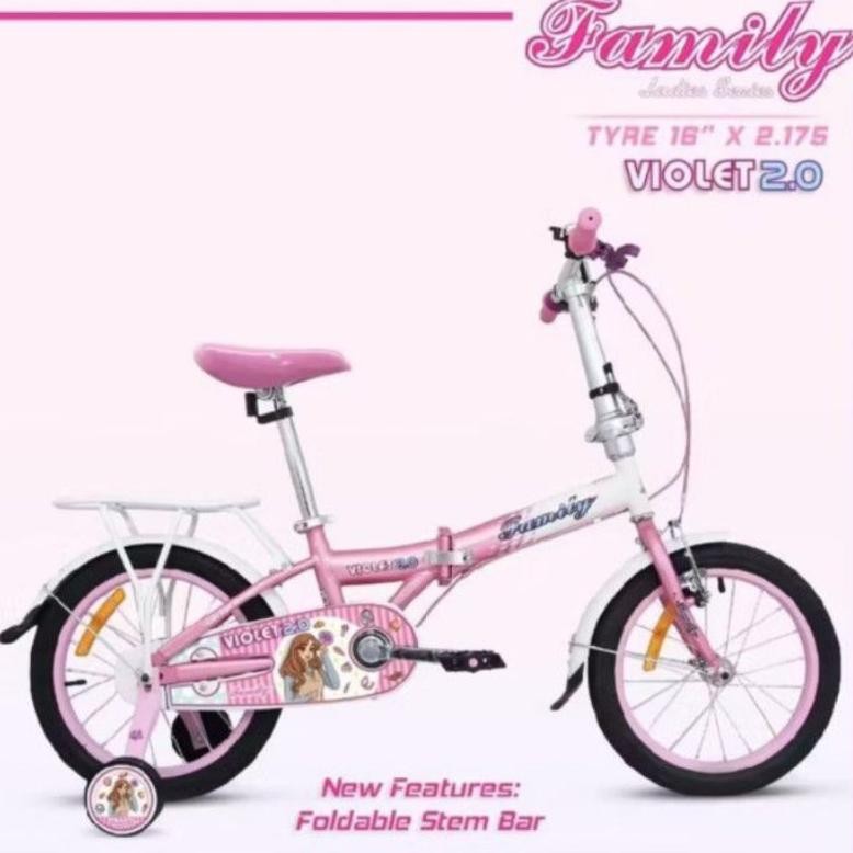 SEPEDA LIPAT ANAK PEREMPUAN 16 INCH FAMILY VIOLET DORA SEPEDA ANAK