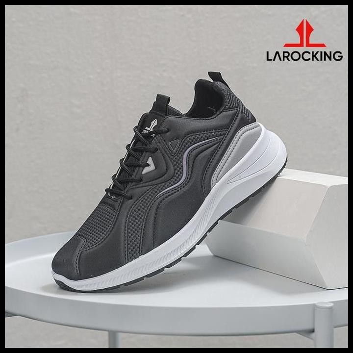 Larocking - Horizon Hitam Abu - Sepatu Sneakers Casual Running Gym Jogging Sport Outdoor Olahraga Ru