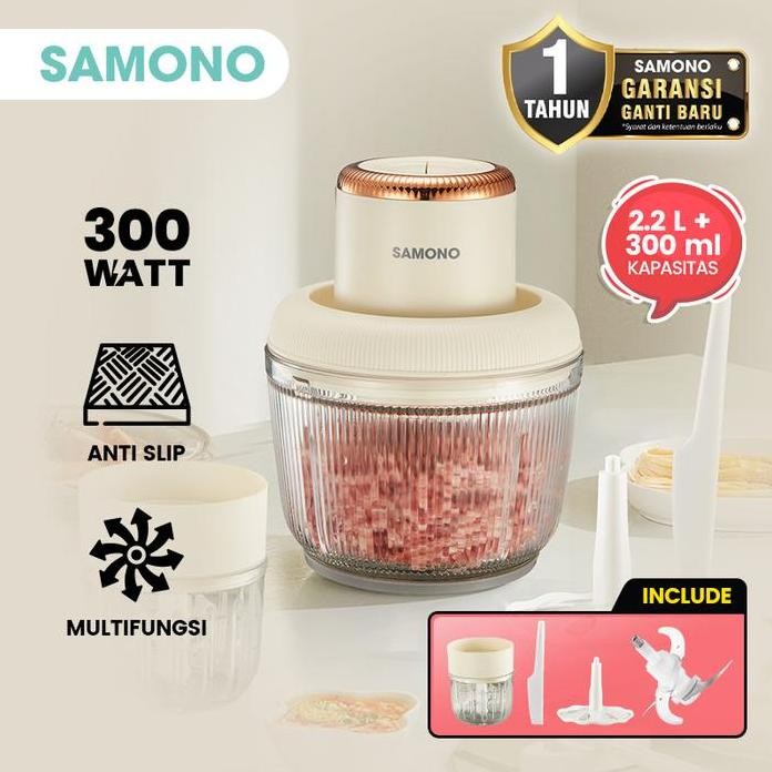 

Terlaris Samono Chopper 2 In 1 2,2L Dan 300Ml Multifungsi 300 Watt Pengggiling Daging Penghalus Makanan Sw-Cd300