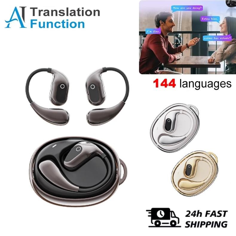 

Wireless BT AI Real-time Language Translation Earphones 144 Languages Ear Hanging Headphone Translator for Travel Business