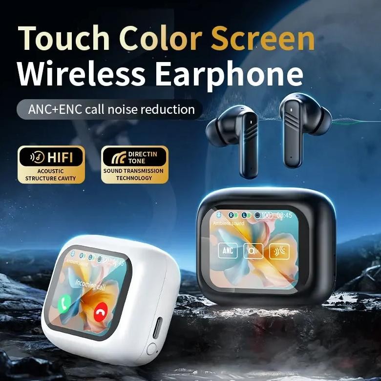 

Wireless translate Earbuds With Touch Screen In-Ear Earphone ANC Noise Cancellation Long Battery ENC Mic Compatible IOS Android