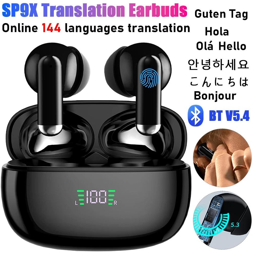 

SP9X 144 Languages Translator Headphone 99% Accuracy BT5.4 Voice Translation Earbuds LED Power Display Translators For Meeting