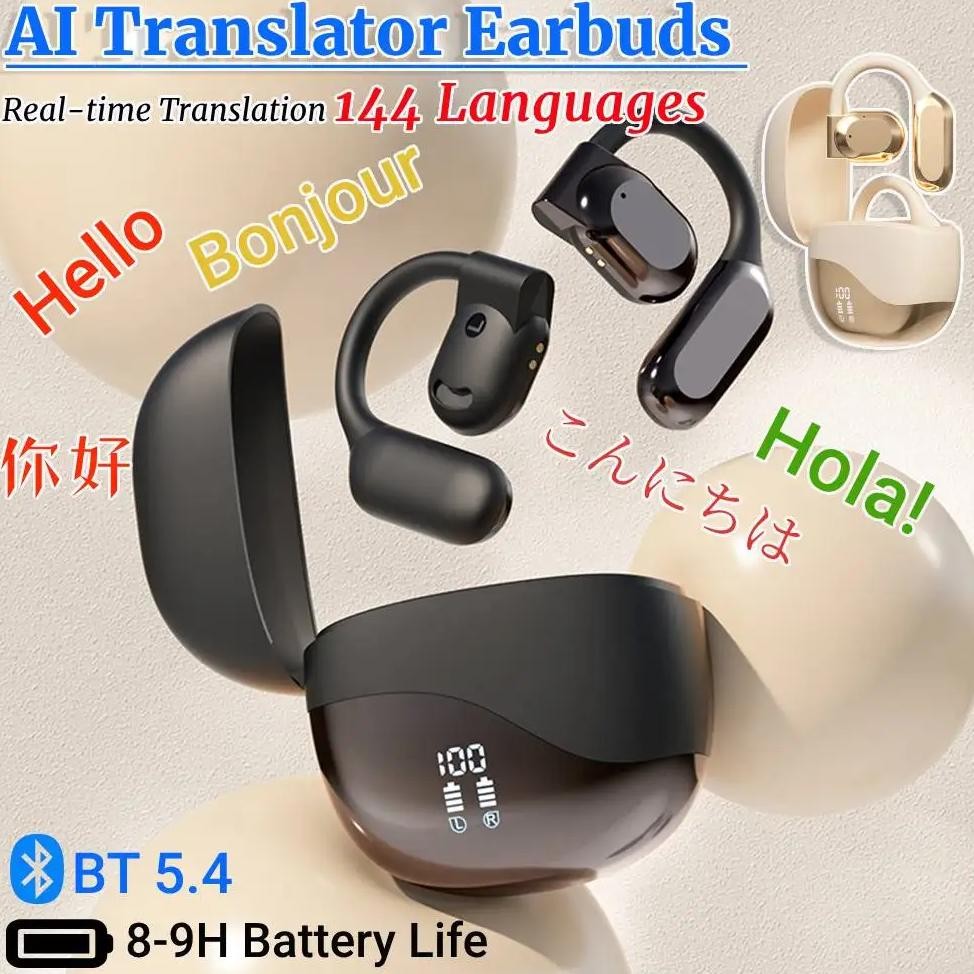 

Wireless Real Time Translator Earbuds Smart AI Translator Headset 144 Languages Translation Earphones Stereo Earbuds