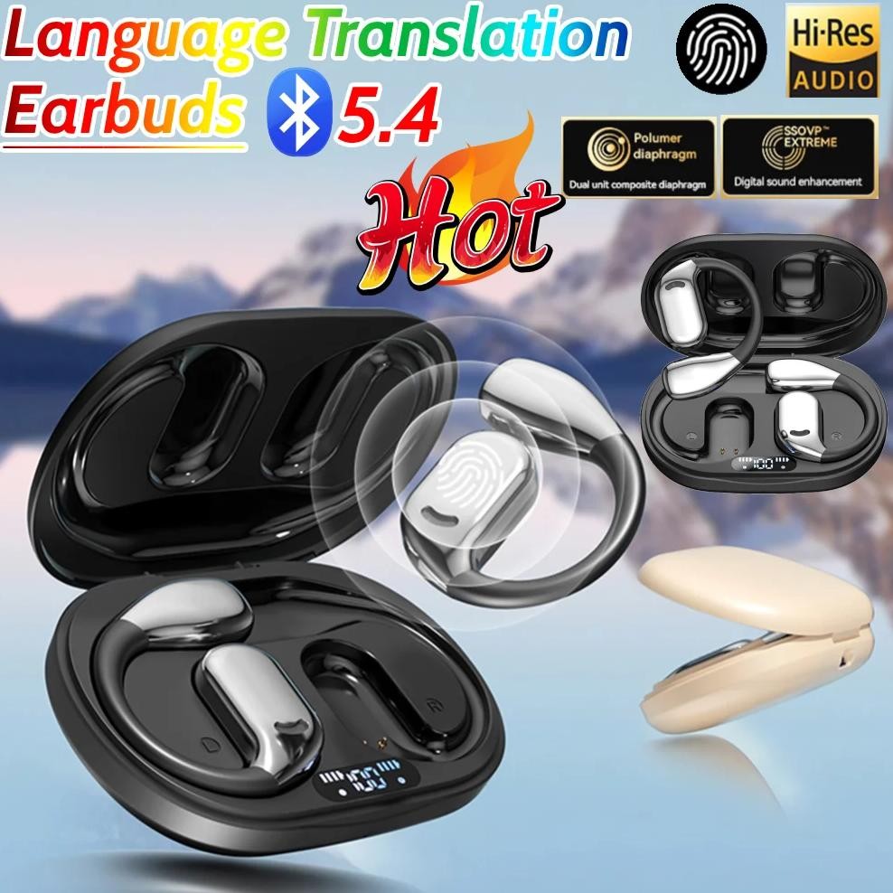 

Language Translation Earbuds Bluetooth-Compatible 5.4 Translator Earbuds Long Battery Life Translation Earphones Touch Control