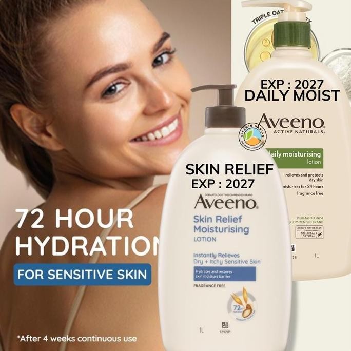 BEBAS ONGKIR - Aveeno Daily Moisturising Lotion SKIN RELIEF 1 Liter 1000ml