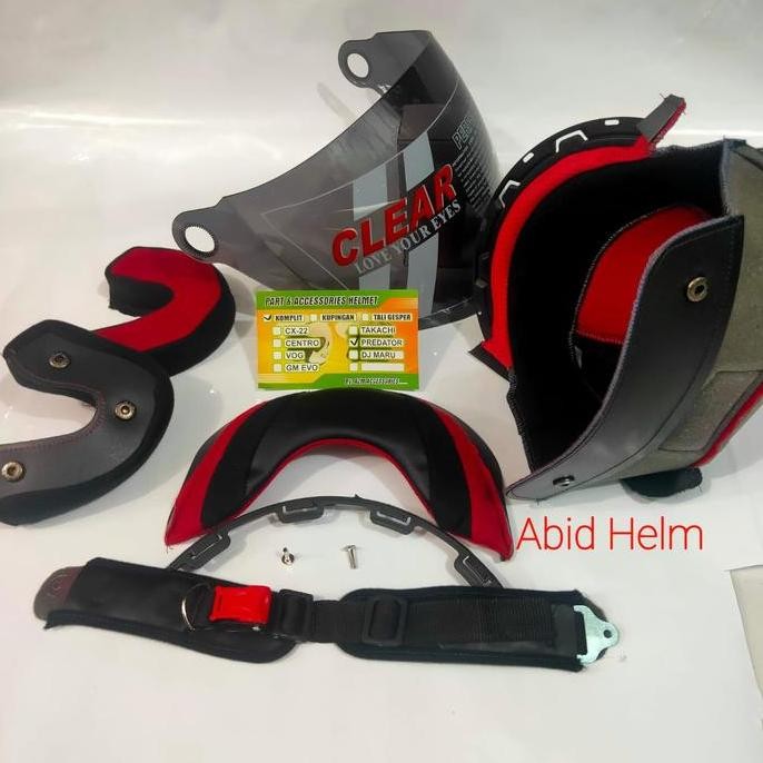Paket komplit busa helm NHK PREDATOR dan kaca visor helm warna hitam