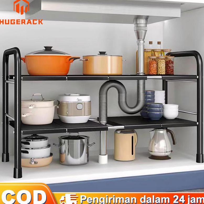 Rak dapur stainless steel  Rak Bawah Wastafel  Rak panci Rak kolong dapur Rak lemari dapur Rak Susun