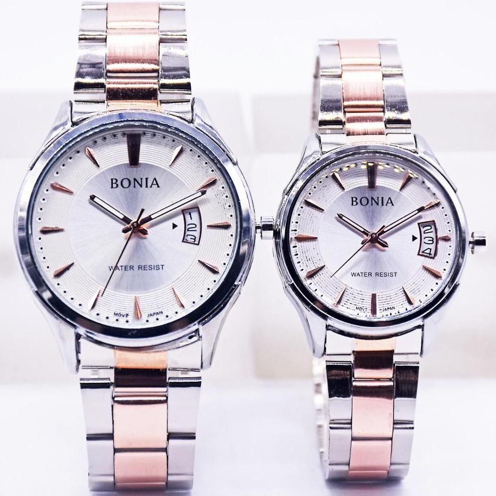 Bonia Jam Tangan Couple Pria Wanita Jam Tangan Bonia Pasangan Tali Rantai Jam Tangan Bonbon Murah