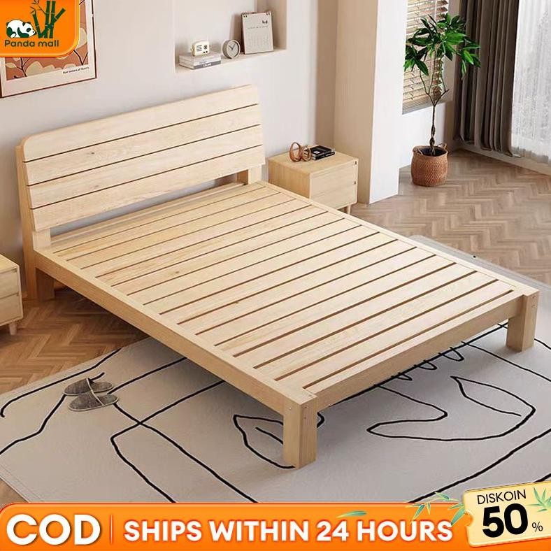Ranjang Kayu Tempat Tidur Kayu Solid Dipan Tempat Tidur Dipan Lantai Tempat Tidur Dengan Laci