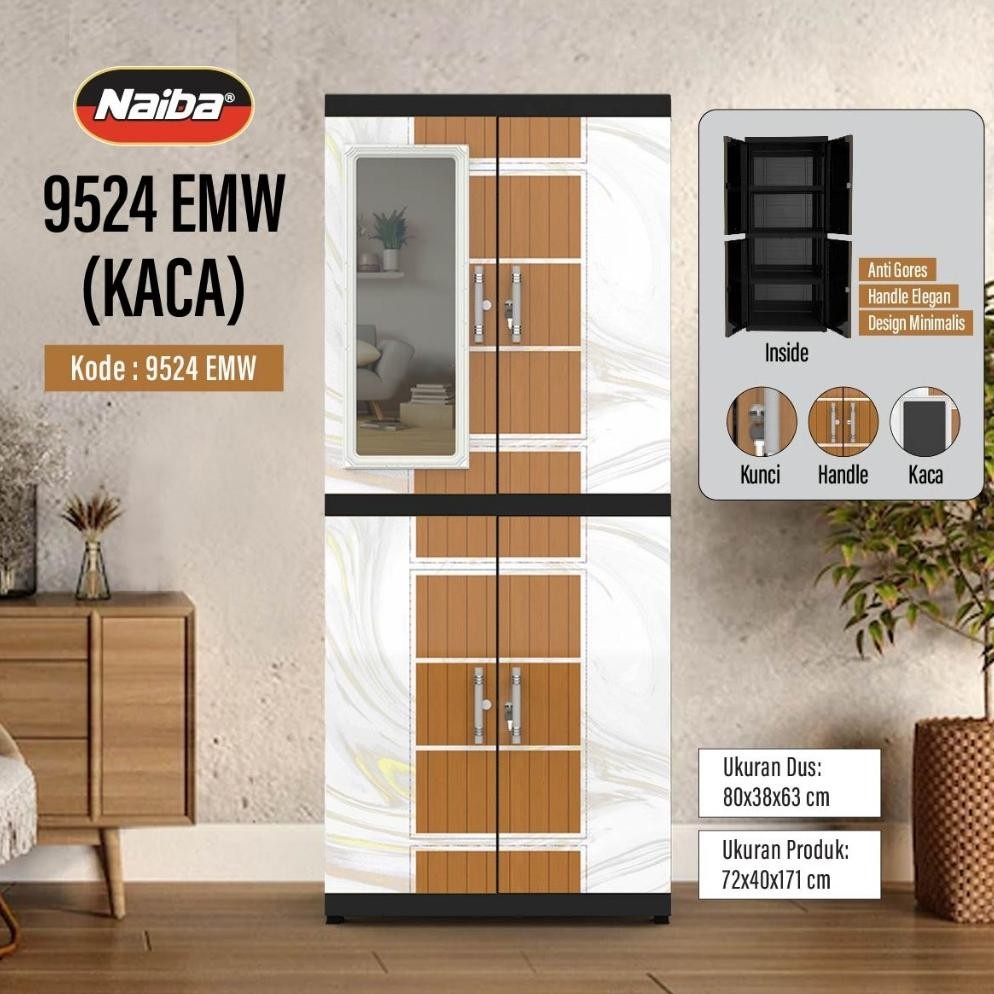 NAIBA - Lemari pakaian  Naiba Fit  Mirror dan Non Mirror - ( INSTANT )