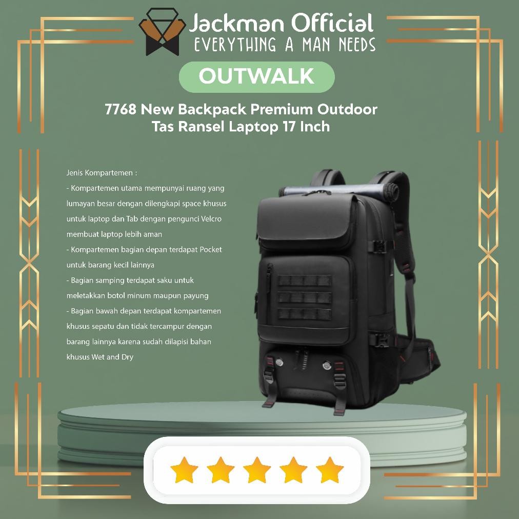 OUTWALK 7768 New Backpack Premium Outdoor - Tas Ransel Laptop 17 Inch