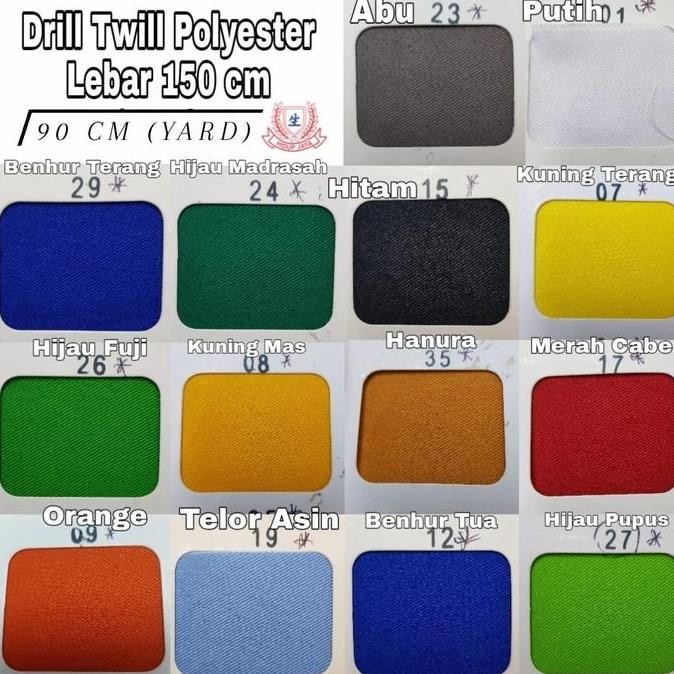 KAIN DRILL TWILL POLYESTER PE HI TECH LB 150 CM ECERAN YARD SERAGAM