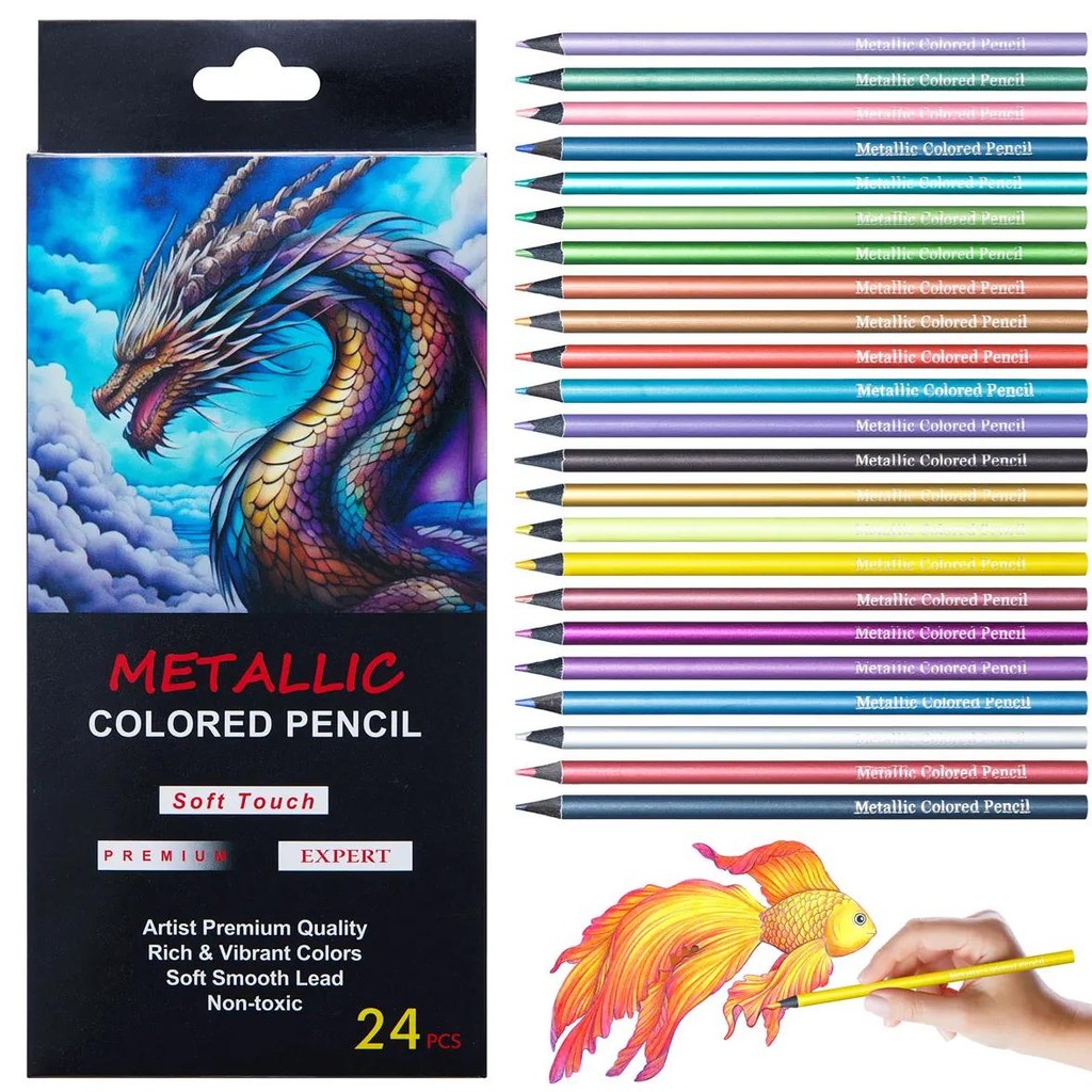 

12/24 Colors Metallic Colored Pencil Drawing And Sketching Set Colored Pencil Diy Art Supplies Coloring Home Painting