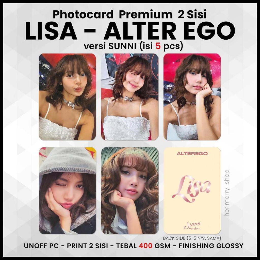 (ISI 5 PCS) PHOTOCARD LISA ALTER EGO - PC PREMIUM 2 SISI KARTU KPOP MERCH UN BP
