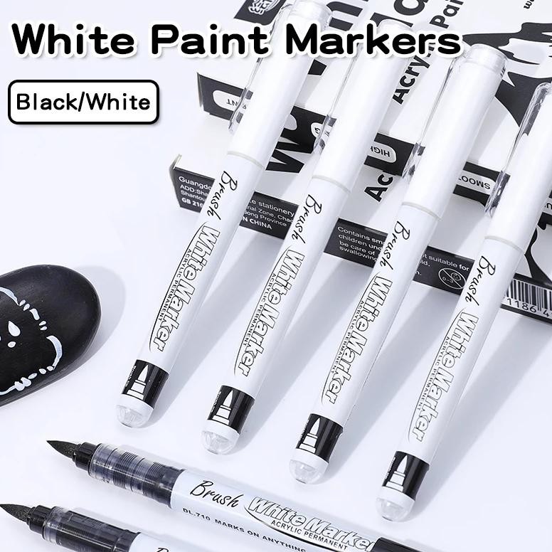 

3/6/10Pcs Straight Liquid White Marker Paint Pens Brush Acrylic White Permanent Marker For Drawing Rock Painting Stone Ceramic