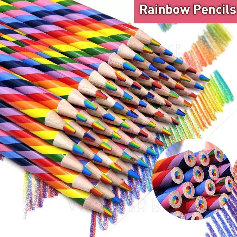 

4/8/12Pcs Kawaii Rainbow Pencil 7 Colors Concentric Gradient Crayons Kids Gift Colored Pencils Art Painting Drawing Stationery