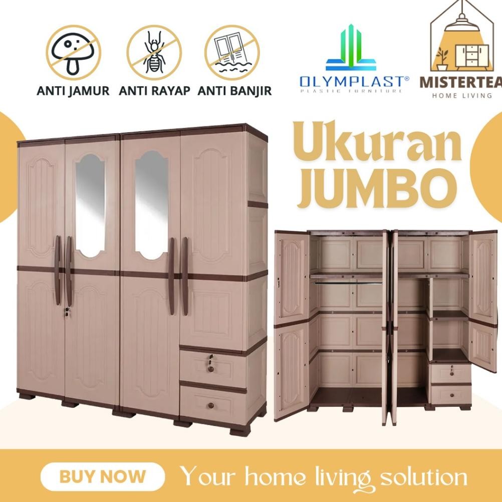 OLYMPLAST Lemari Baju / Pakaian / Kabinet Baju OTC W 4P / OTC WOOD 4 Pintu (4 Pintu)