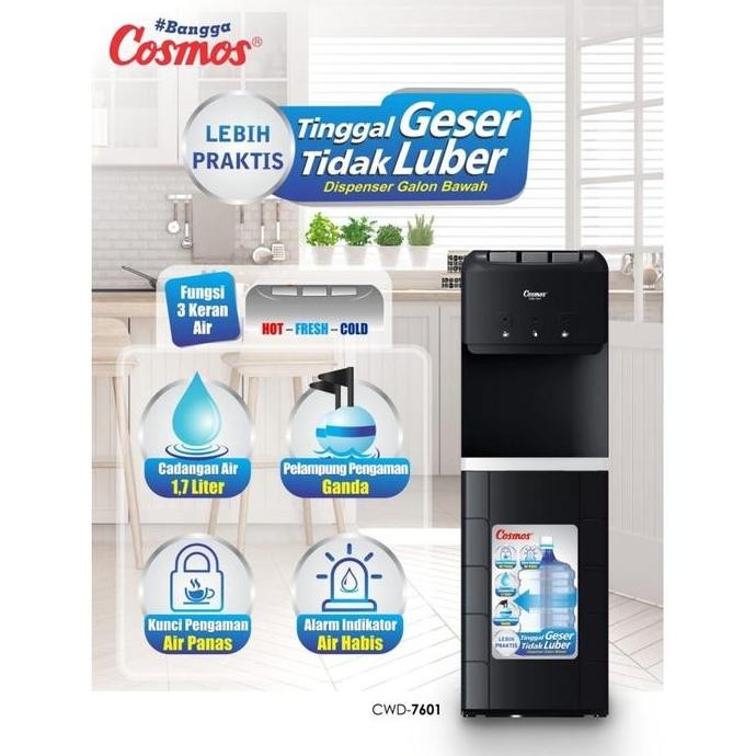Dispenser Cosmos CWD 7601 Galon Bawah - Low Watt panas dingin normal