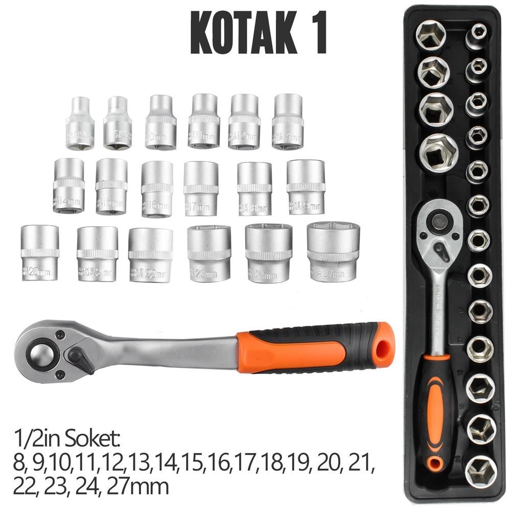 ad-3 yl-24 Tool Kit 85 Pcs Tool Box Perkakas Kunci Sok Set Pekerjaan Mobil Tool Box Set Alat Bengkel