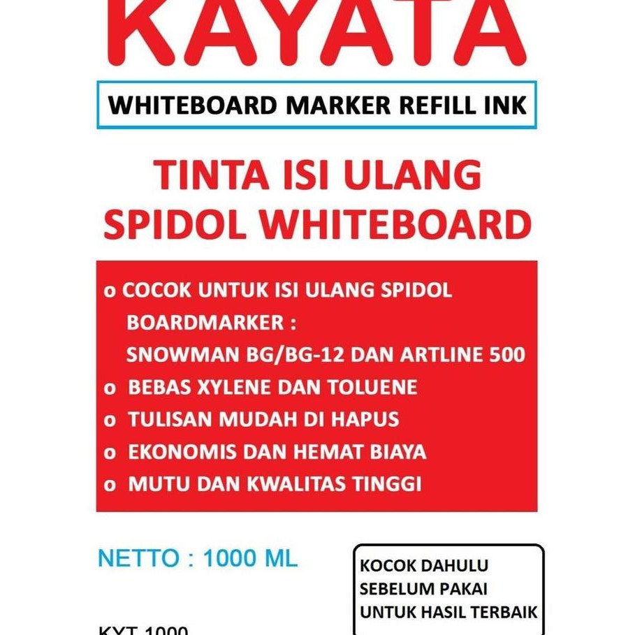

les Tinta spidol whiteboard refill Kayata murah dan berkualitas 1000 ML