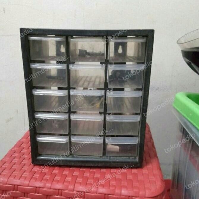 Rak Sparepart 5 Susun Rak Kotak Komponen Elektronik 15Slot Ready