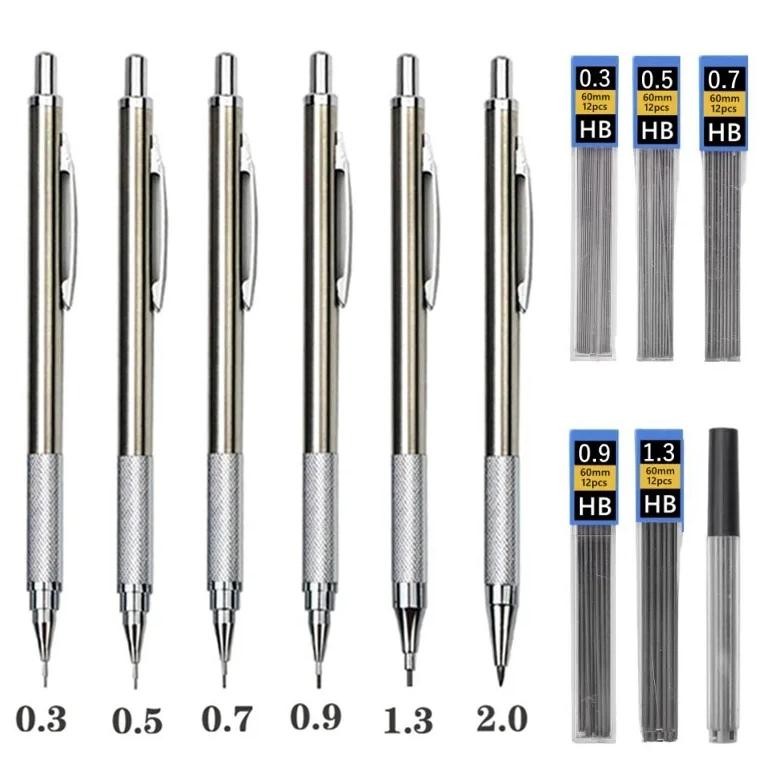 

Full Metal Mechanical Pencil 0.3 0.5 0.7 0.9 1.3 2.0Mm High Quality Hb Automatic Pencils Writing School Pencils Office Supplies