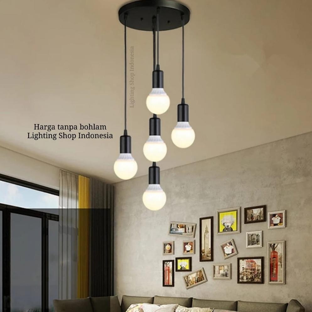 Lampu gantung hias 5 lampu 5in1 minimalis