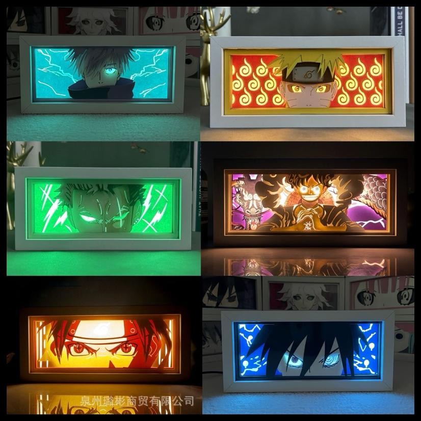 3D ANIME LIGHTBOX ONE PIECE, NARUTO, JUJUTSU KAISEN : LUFFY, ZORO, GOJO, SASUKE ART LAMPU LED DECOR