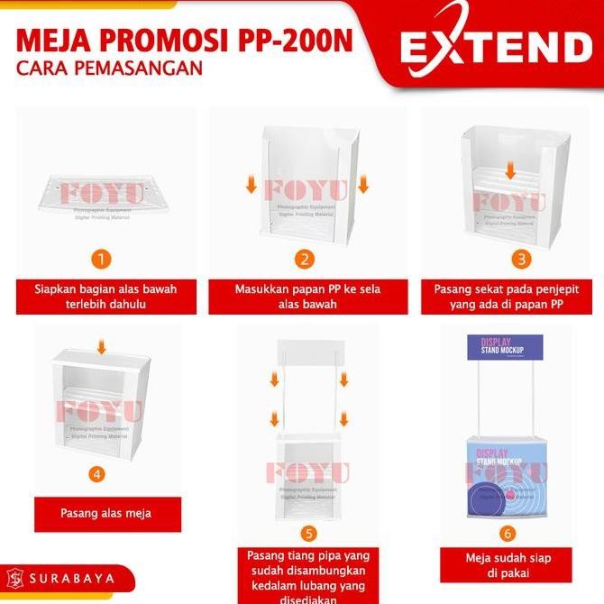 

Meja Promosi Event Stand Desk Booth Advertising Counter Table Jualan Portable Pameran exhibition Workshop Extend PP-200N Besi Furniture Kualitas Original