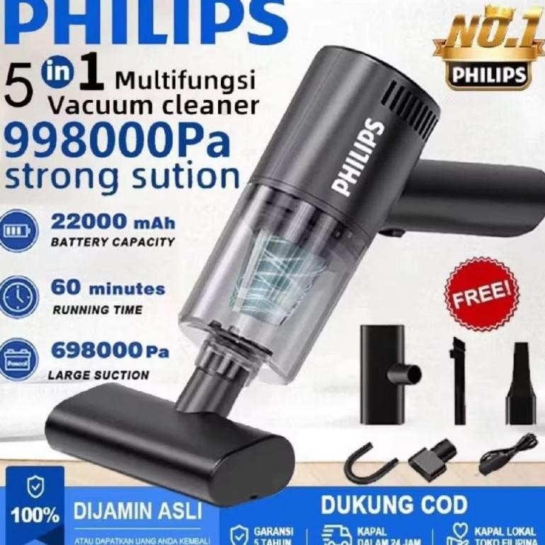 VACUM PHILIPS CLEANER PORTABLE PENGHISAP DEPU MOBIL MULTIFUNGSI  WIRELESS SINGKIRKAN TUNGAU DEPU KAS
