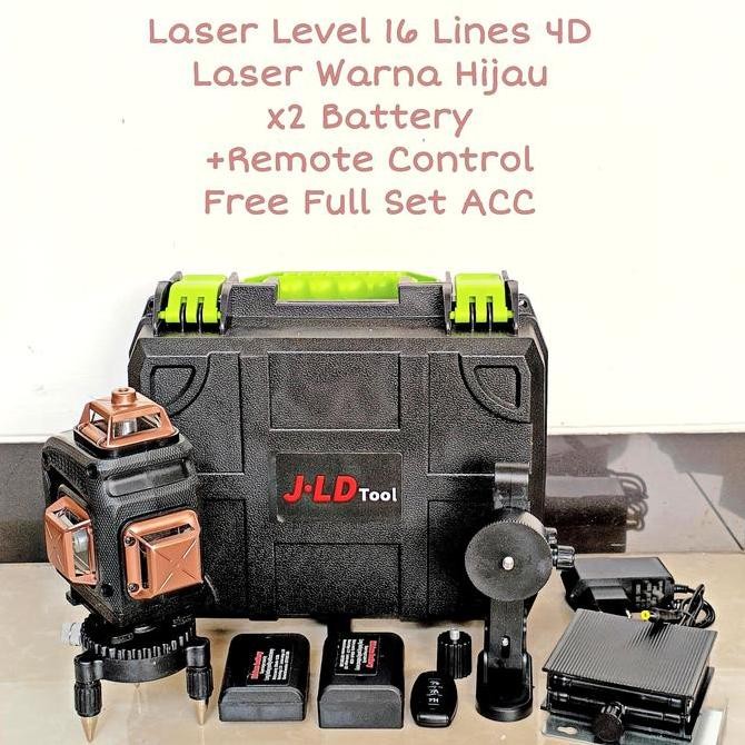 

Cross Line Laser Level 16 Lines 4D JLD Tripod Waterpass Meteran Remote Kualitas Original
