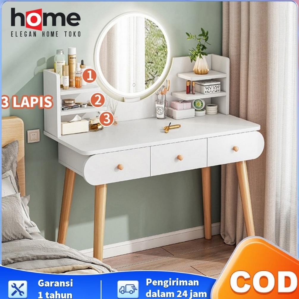 Meja Rias/ Meja Rias Lampu LED/Meja Rias Aesthetic/Minimalis/Mini/Modern/Nordic/Murah