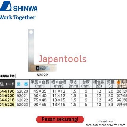 

Shinwa Mini Try Square with Brass Base 9cm Penggaris siku mini #62023 Kualitas Original
