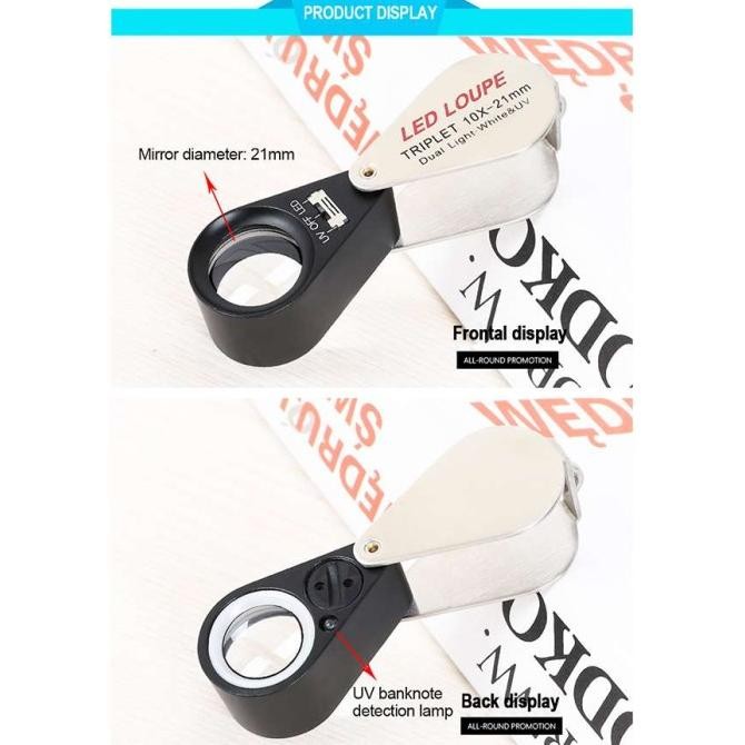 

Triplet LED UV 10X 21mm AG80 SP / Kaca Pembesar Lipat Saku Loupe / Lup Kualitas Original