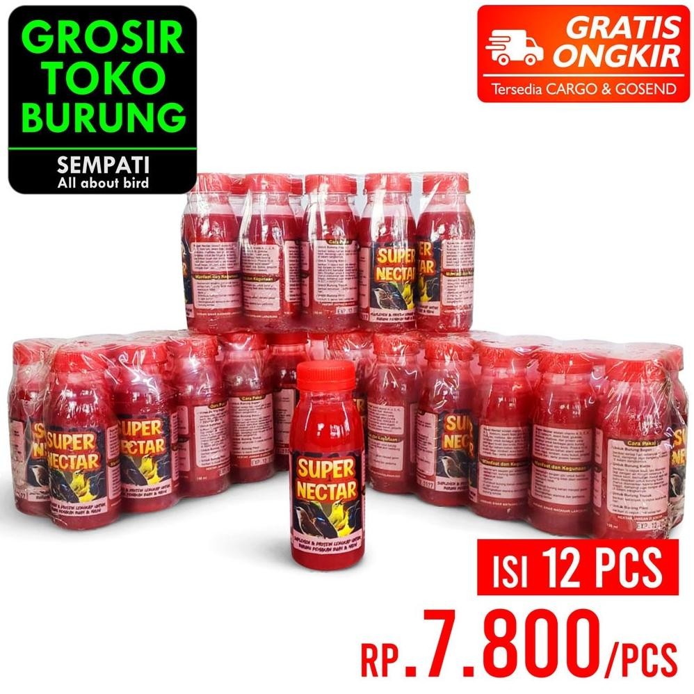 NEW SEMPATI GROSIR Super Nectar Nektar 150ml Isi 12 Pcs Vitamin Suplemen Protein Burung Sogon Konin 
