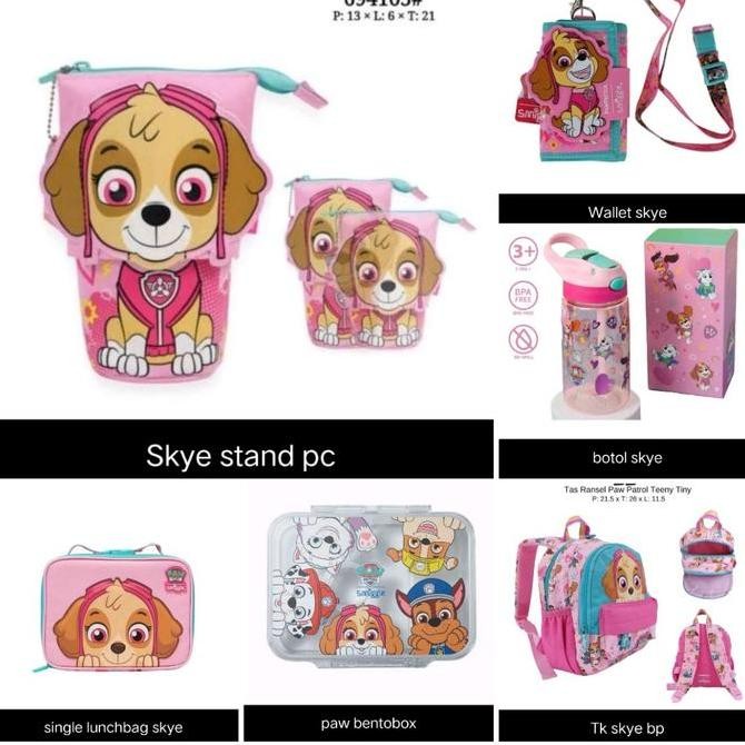 

smiggle paw patrol skye backpack, botol, dompet, Pencil Case, Bento Kualitas Original