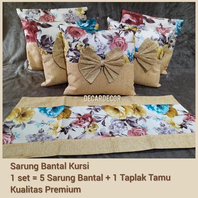 Sarung Bantal Sofa Shabby Chic Imlek Motif Bunga Cantik Minimalis