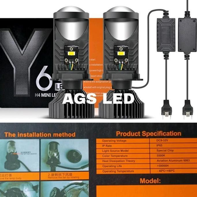 . LAMPU UTAMA MOBIL DAN MOTOR Y6 PRJECKTOR MINI SOKET H4 SUPER TERANG 12-24 VOLT / LAMPU UTAMA LED M