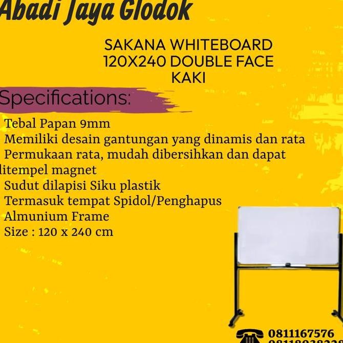 

SAKANA WHITEBOARD 120X240 DOUBLE FACE KAKI Kualitas Original