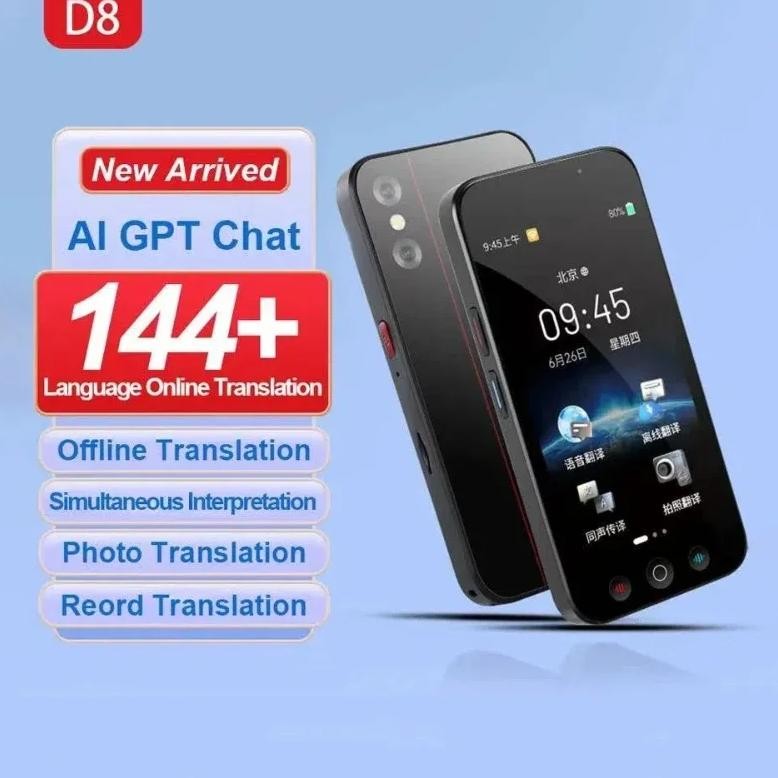 

D8 Intelligent WIFI Translator Offline 18 Languages Online 144 Languages Photo Translation AI Voice Translation Device with APP