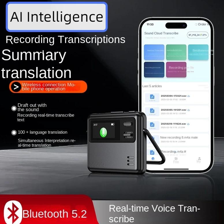 

Deepseek AI Mini Voice Audio Recorder 100Languages Translator Transcribe Summarize Sound Dictaphone Phone Holder APP Call Record