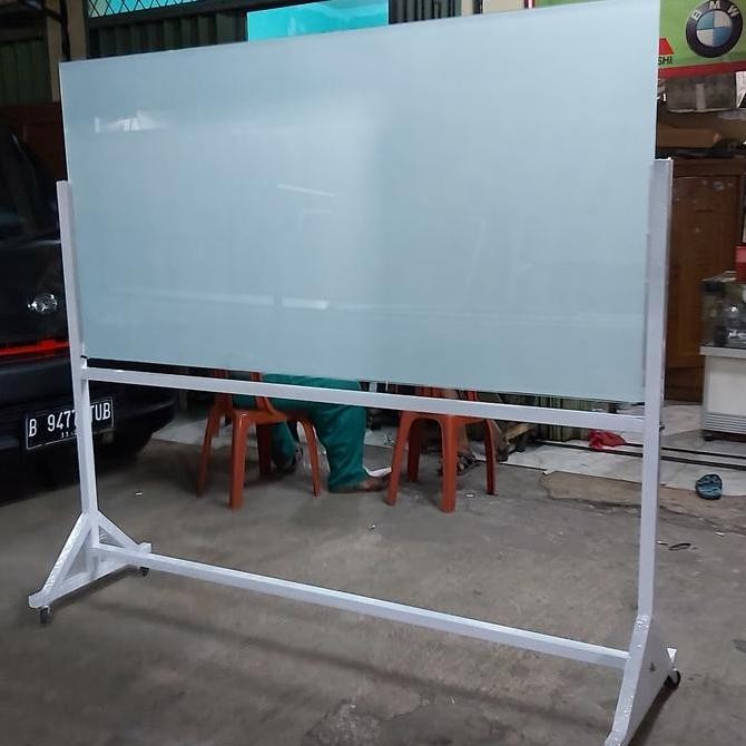 

glass whiteboard standing roda 90 x 180cm Kualitas Original