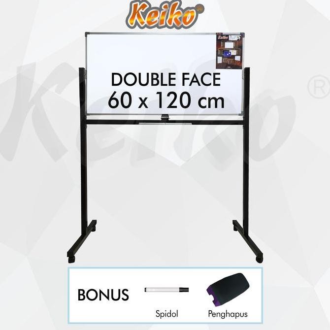 

Papan Tulis Whiteboard Standing Double Face Keiko 60 x 120 cm Kualitas Original